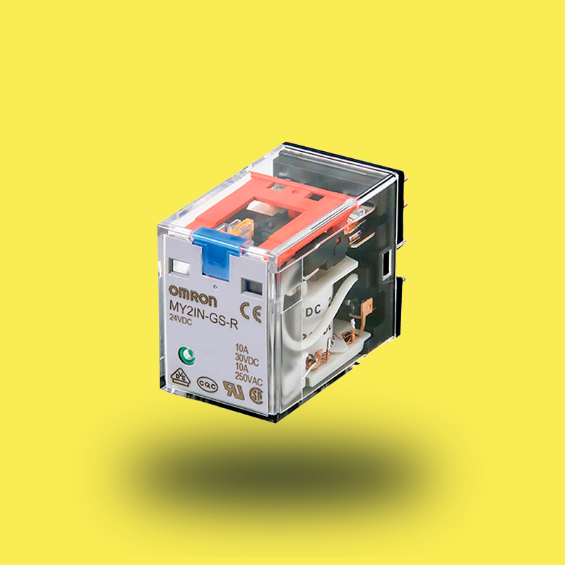 MY4INGSRAC220240BYOMZ | Relé de potencia con enclavamiento, enchufable, 14 contactos, 4PDT, 6 A, indicadores mecánicos y LED, pulsador de prueba bloqueable, 220/240 V CA a de Omron
