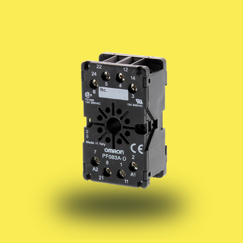PF083AD.3 | Conector, Base para relé de 8 pines, tipo octal, montaje en panel o carril DIN, terminales roscados (con jaula) de Omron